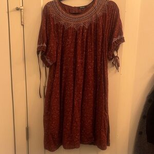 Madewell Rust Mini Dress with Embroidered Details